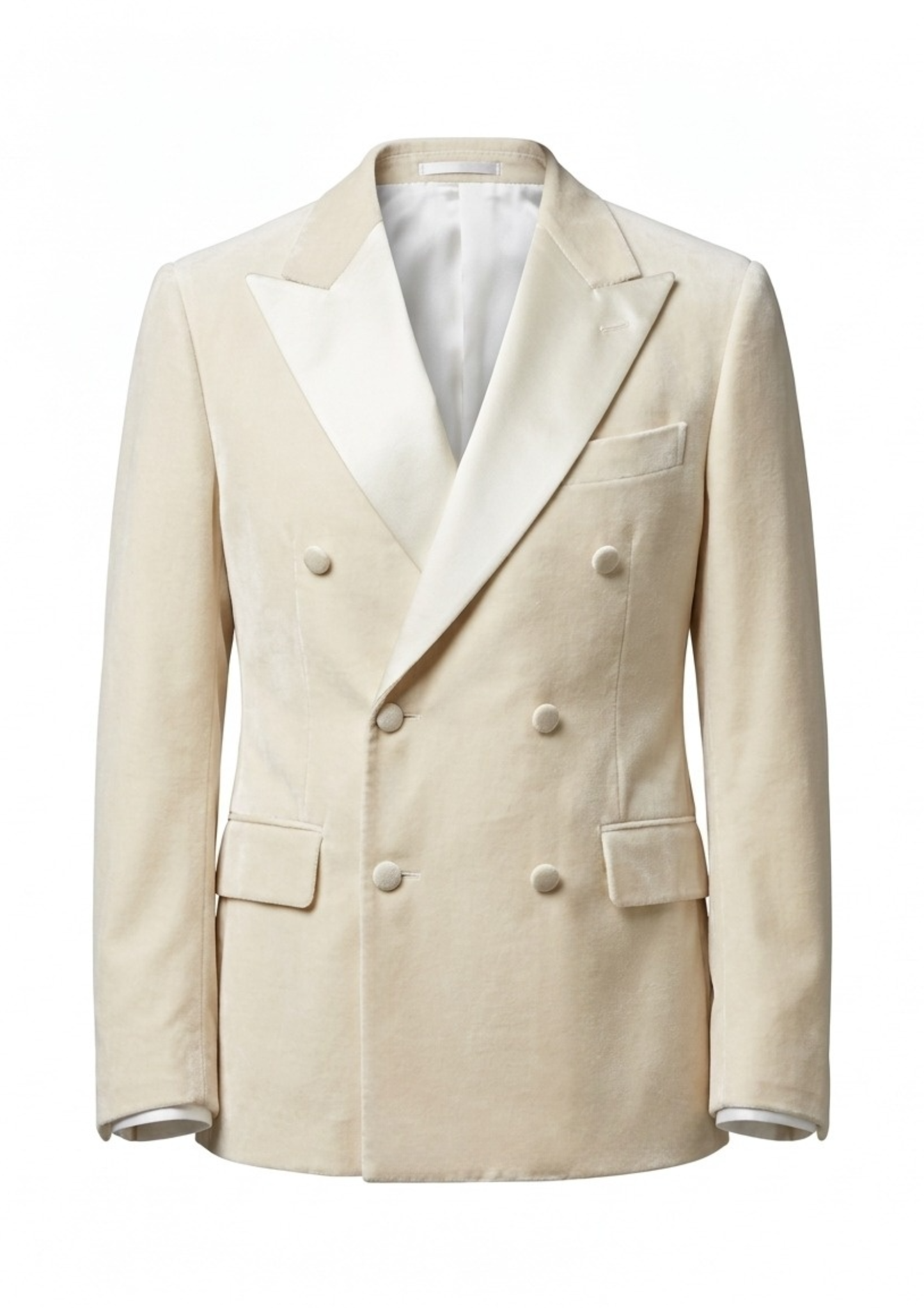 Men’s Luxury Ivory Velvet Double-Breasted Tuxedo Suit