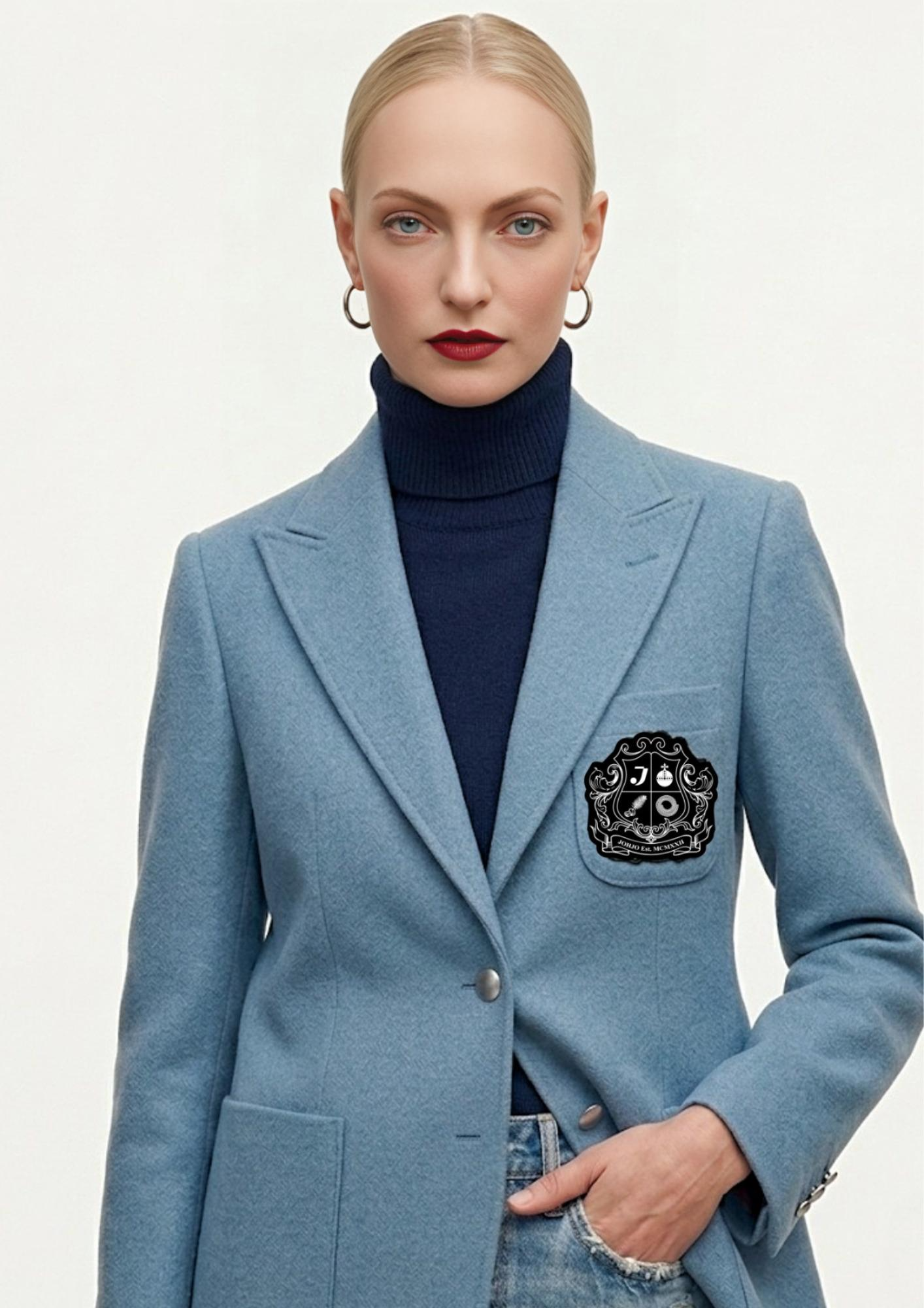 Women’s Blue Wool Blazer with Crest – available in other colours