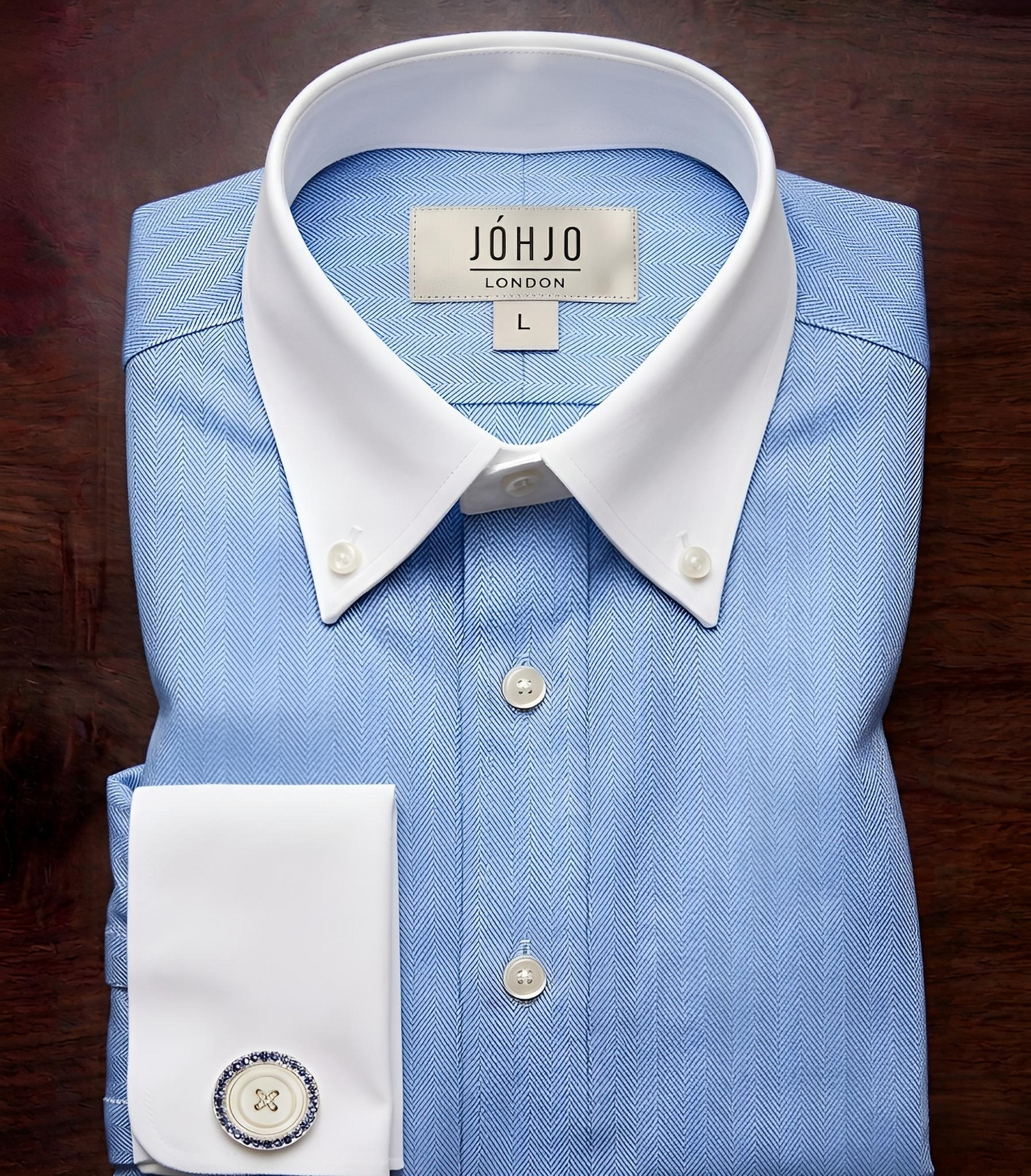 Contrast Collar Herringbone Popover Shirt