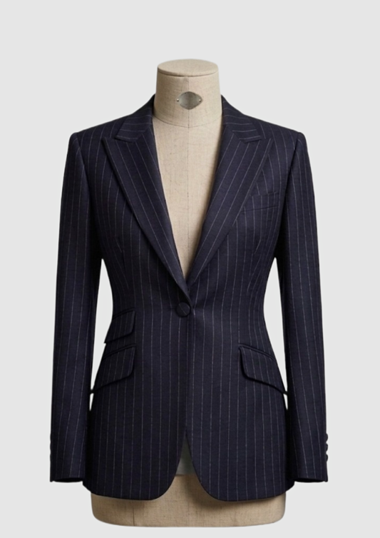 Women’s Luxury Navy Blue Pinstripe Suit