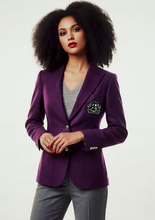 Women’s Purple Wool Blazer with Crest – available in other colours
