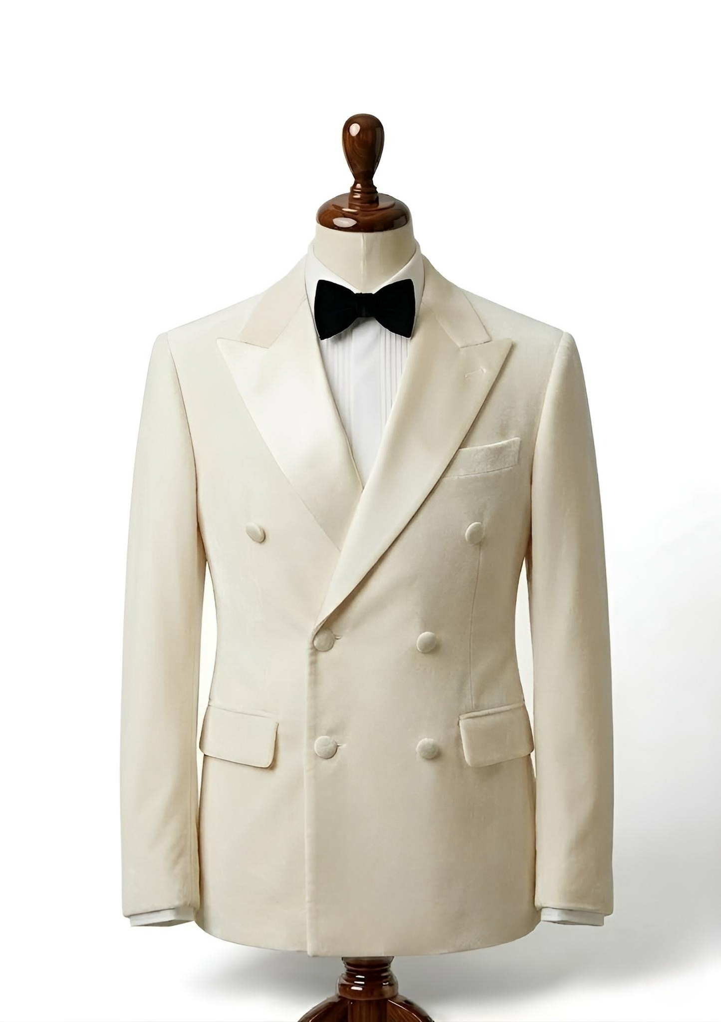 Men’s Luxury Ivory Velvet Double-Breasted Tuxedo Suit
